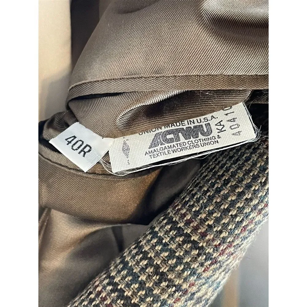 VTG‎ Tommy Hilfiger 40R USA MADE Glen Plaid Wool Tweed 3Btn Blazer Jacket Coat